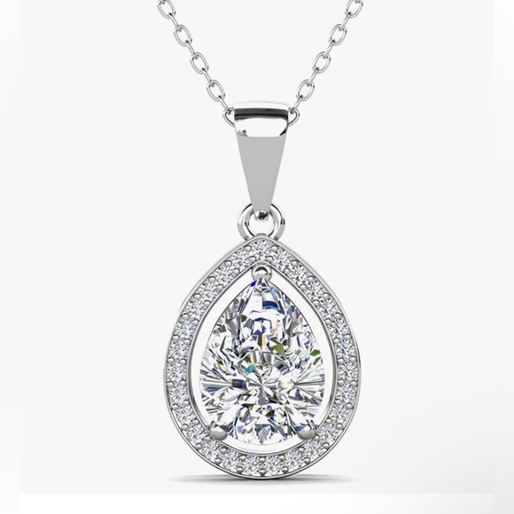 Cate & Chloe Jewelry - Stunning Silver Teardrop Pendant Necklace